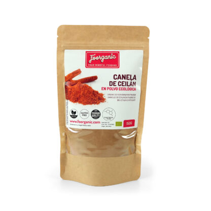 Canela de Ceilán Ecológica en Polvo Foorganic Pack 150g | Superalimento Natural Sin Aditivos | Producido en España | Vegano y Aromático