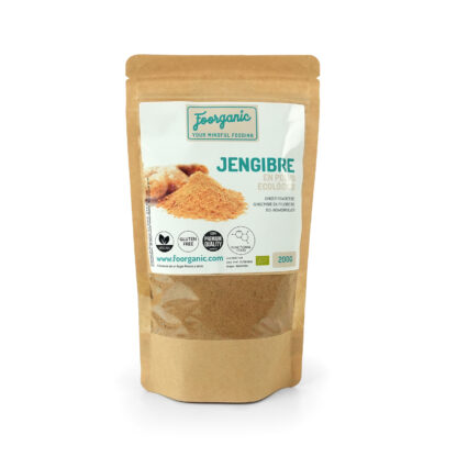 Jengibre Ecológico en Polvo Foorganic Pack  200g | Superalimento Natural Sin Aditivos | Producido en España | Vegano | sabor vibrante