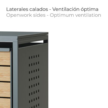 Cobertizo para Cubo de Basura Gardiun Liam 68x80x116 cm Acero Galvanizado | Ocultación Cubo Reciclaje Modular| Apertura Superior - Imagen 3