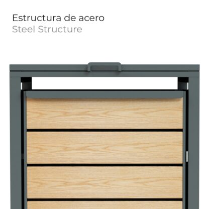 Cobertizo para Cubo de Basura Gardiun Liam 68x80x116 cm Acero Galvanizado | Ocultación Cubo Reciclaje Modular| Apertura Superior - Imagen 5