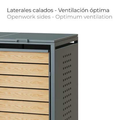 Cobertizo para Cubo de Basura Gardiun Liam 132x80x116  cm Acero Galvanizado | Ocultación Cubo Reciclaje Modular| Apertura Superior - Imagen 6