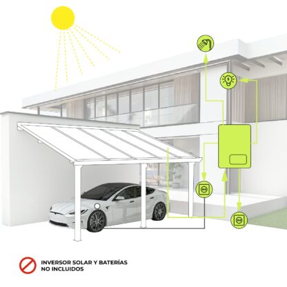 Marquesina Solar Gardiun Techno Becquerel II  331x596x350cm Cochera | Paneles Fotovoltaicos Aluminio 30mm | Sistema Aguas Pluviales - Imagen 5