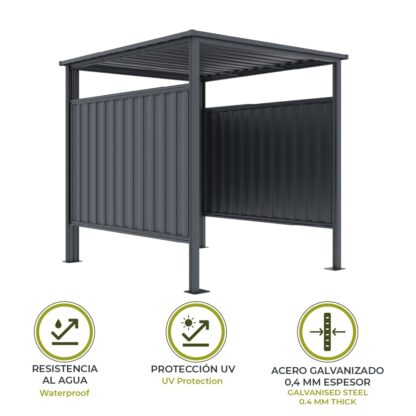 Caseta Metálica Cobertizo Gardiun Samara 3,60 m2 de Acero Galvanizado de 0.40 mm Garaje para Moto, Bicicletas o Cubos de Basura - Imagen 3