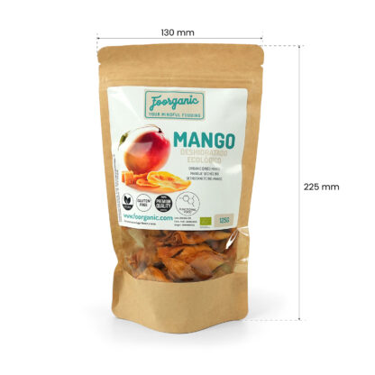 Mango Deshidratado Ecológico Foorganic Pack  125g Snack 100% Natural Sin Aditivos | Producido en España | Vegano Fuente de Fibra y Energía - Imagen 3