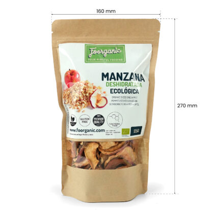 Manzana Deshidratada en Dados Ecológica Foorganic Pack  125g Snack 100% Natural Sin Aditivos | Producido en España | Vegano Fuente de Fibra y Antioxidantes - Imagen 3