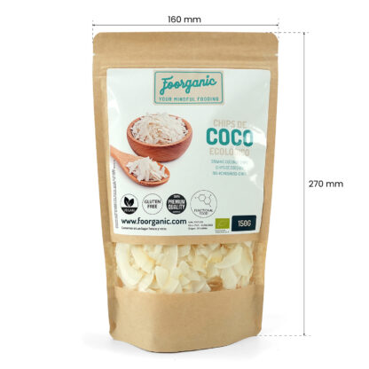 Chips de Coco Ecológicos Foorganic Pack  150g | Snack Natural | Sin Aditivos | Producido en España | Vegano | Crujiente | sabor auténtico y fresco - Imagen 3