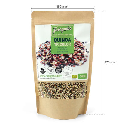 Quinoa Tricolor Ecológica Foorganic Pack  500g Superalimento Sin Gluten | Producido en España | Vegano Fuente Natural de Proteínas y Fibra | Sin aditivos - Imagen 3