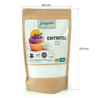 Eritritol Ecológico Foorganic Pack  500g | Edulcorante Natural Sin Calorías | Producido en España | Vegano y Sin Aditivos | Dietas Keto - Imagen 3