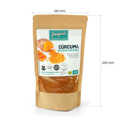 Cúrcuma Ecológica en Polvo Foorganic Pack  200g | Superalimento Natural Sin Aditivos | Producido en España | Vegano | Antioxidante y antiinflamatorio - Imagen 3