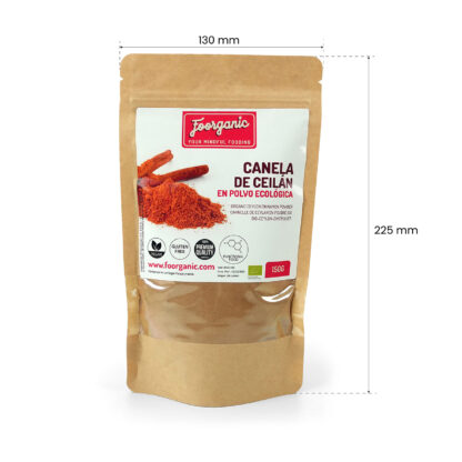 Canela de Ceilán Ecológica en Polvo Foorganic Pack 150g | Superalimento Natural Sin Aditivos | Producido en España | Vegano y Aromático - Imagen 3