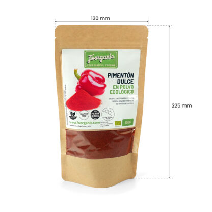 Pimentón Dulce Ecológico en Polvo Foorganic Pack  150 g Condimento Natural | Sin Aditivos | Producido en España - Imagen 3