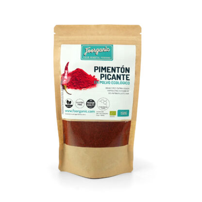 Pimentón Picante Ecológico en Polvo Foorganic Pack 150 g Condimento Natural | Sin Aditivos | Producido en España