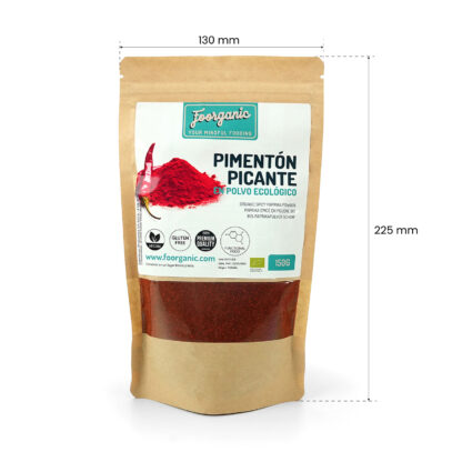 Pimentón Picante Ecológico en Polvo Foorganic Pack 150 g Condimento Natural | Sin Aditivos | Producido en España - Imagen 3