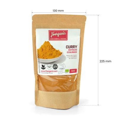 Curry en Polvo Ecológico Foorganic Pack  150g | Mezcla de Especias Naturales Sin Aditivos | Producido en España | Vegano | Refuerzo de Sistema Inmune - Imagen 3