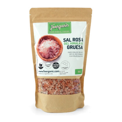 Sal Rosa del Himalaya Gruesa Foorganic Pack  1kg Natural Sin Aditivos |Alta Pureza |Origen Sostenible | Perfecta para Cocina Saludable