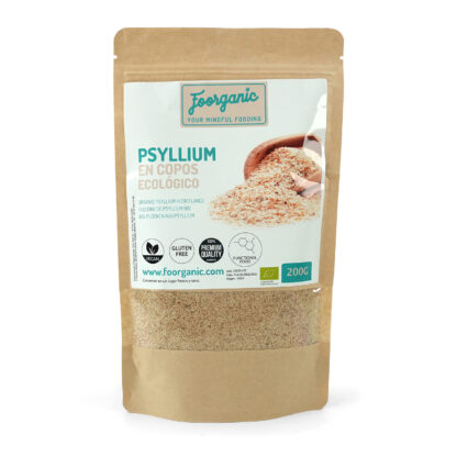 Psyllium en Copos Ecológico Foorganic Pack  200g | Alto en Fibra Natural | Producido en España | Ideal para la Digestión y Salud Intestinal | Sin aditivos