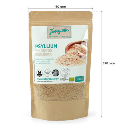 Psyllium en Copos Ecológico Foorganic Pack  200g | Alto en Fibra Natural | Producido en España | Ideal para la Digestión y Salud Intestinal | Sin aditivos - Imagen 3