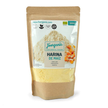 Harina de Maíz Foorganic Pack  500g Ecológica y Sin Gluten | Ideal para Repostería y Recetas Saludables | Fuente Natural de Energía y Fibra | Sin aditivos