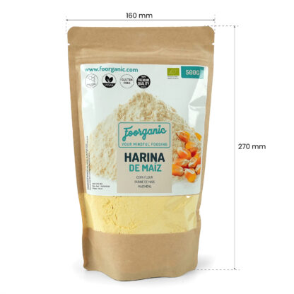 Harina de Maíz Foorganic Pack  500g Ecológica y Sin Gluten | Ideal para Repostería y Recetas Saludables | Fuente Natural de Energía y Fibra | Sin aditivos - Imagen 3