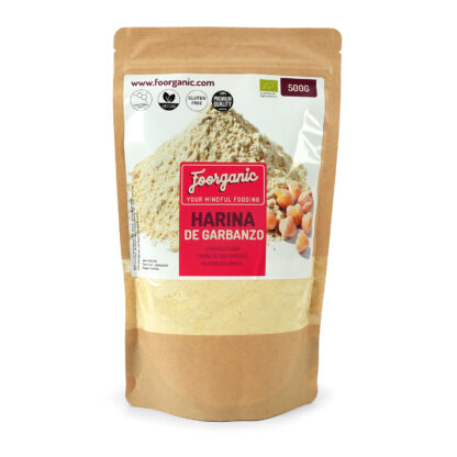 Harina de Garbanzo Foorganic Pack  500g Ecológica y Sin Gluten | Rica en Proteína y Fibra | Ideal para Repostería Vegana y Recetas Saludables | Sin aditivos