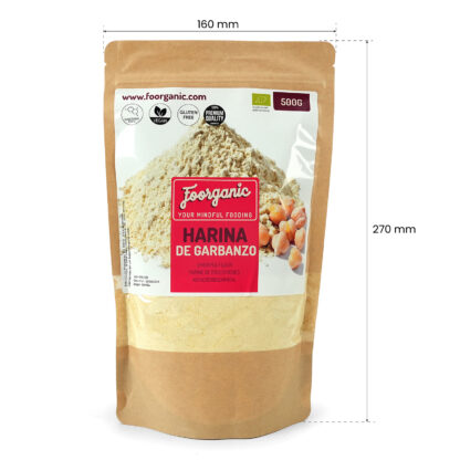 Harina de Garbanzo Foorganic Pack  500g Ecológica y Sin Gluten | Rica en Proteína y Fibra | Ideal para Repostería Vegana y Recetas Saludables | Sin aditivos - Imagen 3