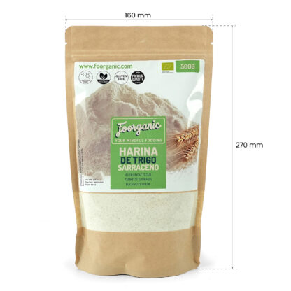 Harina de Trigo Sarraceno Ecológica Foorganic Pack  500g | Sin Gluten | Ideal para Repostería y Cocina Saludable | Producida en España - Imagen 3