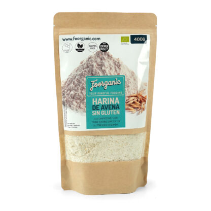 Harina de Avena Sin Gluten Foorganic Pack  500g Natural y Ecológica | Producido en España | Vegano |Ideal para Repostería Saludable y Dietas Veganas