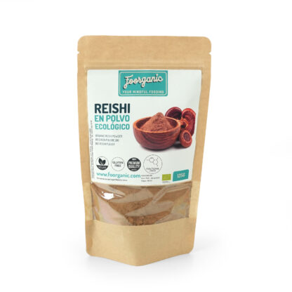 Reishi Ecológico en Polvo Foorganic Pack  125g Superalimento Sin Aditivos | Producido en España | Vegano Refuerzo Sistema Inmune y Energía