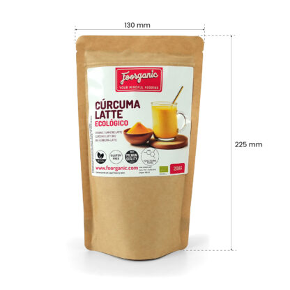 Cúrcuma Latte Ecológico Foorganic Pack  200g | Bebida Natural Sin Aditivos | Producido en España | Vegano | Suave y Cremoso | Antiinflamatorio - Imagen 3