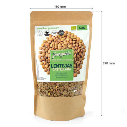 Lenteja Castellana Ecológica Foorganic Pack  500g | Fuente de Proteínas | Ideal para Guisos y Ensaladas | Producida en España | Vegana | Sin aditivos - Imagen 3