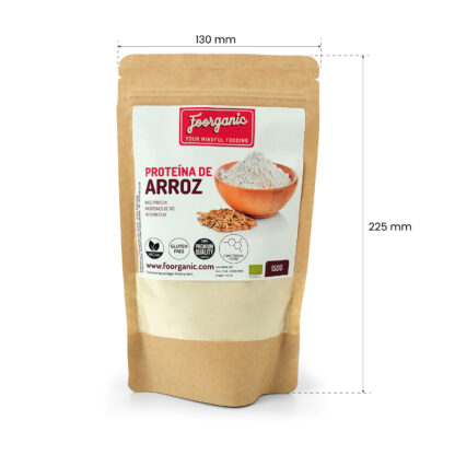 Proteína de Arroz Ecológica Foorganic en polvo Pack  150 g Suplemento Natural | Sin Aditivos | Vegano | Energía y Recuperación Muscular - Imagen 3