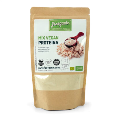 Mix Vegan Proteína Foorganic en polvo Pack  200 g | Suplemento Ecológico Sin Aditivos | Producido en España | Vegano | Alto en Proteína | Músculos y energía