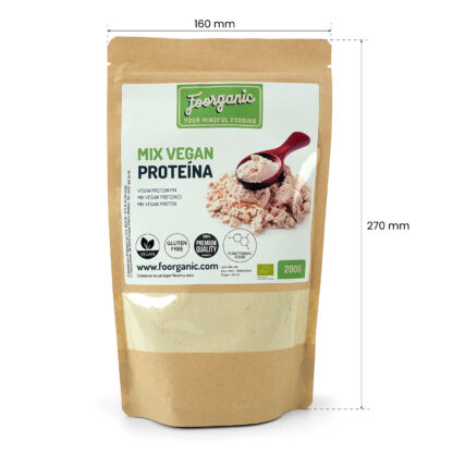 Mix Vegan Proteína Foorganic en polvo Pack  200 g | Suplemento Ecológico Sin Aditivos | Producido en España | Vegano | Alto en Proteína | Músculos y energía - Imagen 3