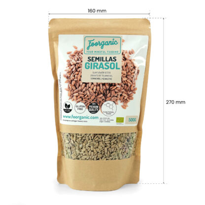 Semillas de Girasol Ecológicas Foorganic Pack  500g | Snack Nutritivo | Sin Aditivos | Producido en España | Vegano - Imagen 3