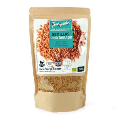 Semillas de Lino Dorado Ecológicas Foorganic Pack  500g | Superalimento Nutritivo | Sin Aditivos | Producido en España | Vegano