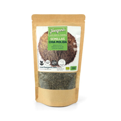 Semillas de Chía Molida Ecológicas Foorganic Pack  250g | Superalimento en Polvo | Sin Aditivos | Producido en España | Vegano