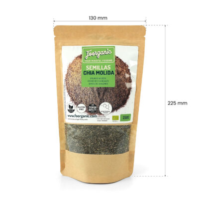 Semillas de Chía Molida Ecológicas Foorganic Pack  250g | Superalimento en Polvo | Sin Aditivos | Producido en España | Vegano - Imagen 3