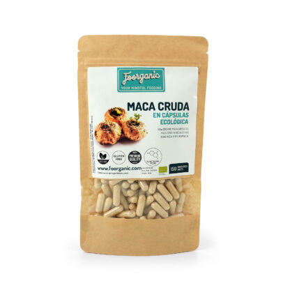 Maca Cruda en Cápsulas Ecológica Foorganic Pack  150 cápsulas Superalimento Natural Sin Aditivos | Originaria de Perú | Vegano Energía y Vitalidad