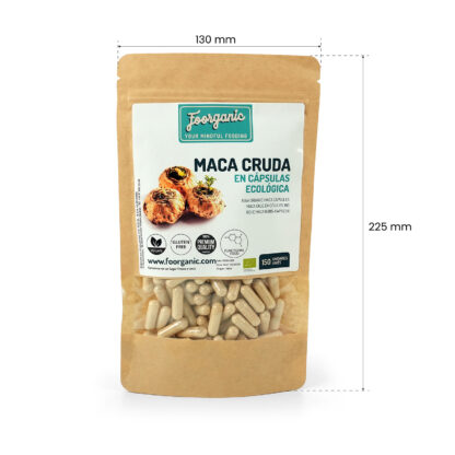 Maca Cruda en Cápsulas Ecológica Foorganic Pack  150 cápsulas Superalimento Natural Sin Aditivos | Originaria de Perú | Vegano Energía y Vitalidad - Imagen 3