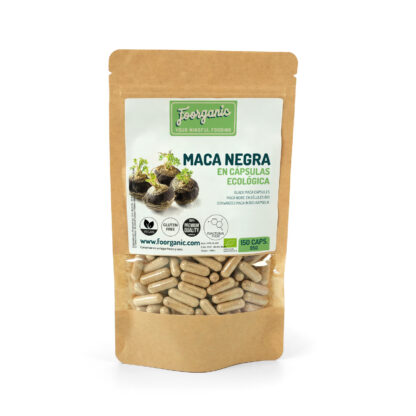 Maca Negra en Cápsulas Ecológica Foorganic Pack  150 cápsulas Superalimento Natural Sin Aditivos | Originaria de Perú | Vegano Energía y Rendimiento Físico