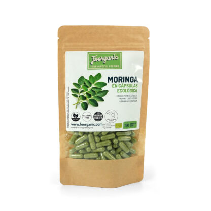 Moringa Ecológica en Cápsulas Foorganic Pack  150 cápsulas | Superalimento Vegano Natural | Energía y Bienestar | Sin Aditivos | Refuerzo de Sistema Inmune