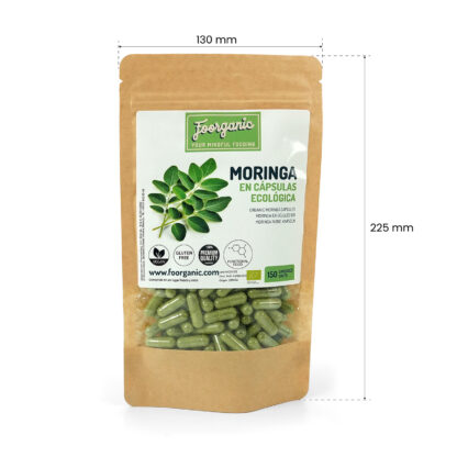 Moringa Ecológica en Cápsulas Foorganic Pack  150 cápsulas | Superalimento Vegano Natural | Energía y Bienestar | Sin Aditivos | Refuerzo de Sistema Inmune - Imagen 3