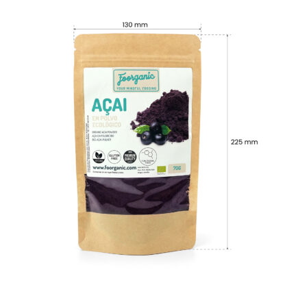 Açaí en Polvo Ecológico Foorganic Pack 70g | Superalimento Rico en Antioxidantes | Producido en España | Ideal para Energía y Sistema Inmune - Imagen 3