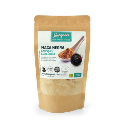 Maca Negra en Polvo Ecológica Foorganic Pack  200g Superalimento Natural Sin Aditivos | Originaria de Perú | Vegano Energía y Rendimiento Físico