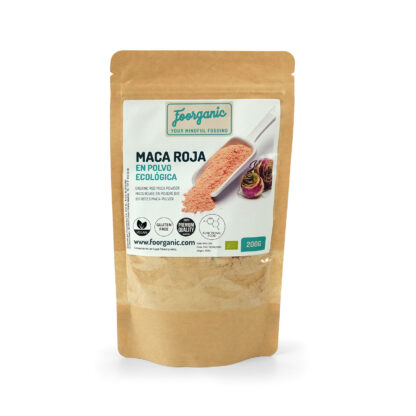 Maca Roja en Polvo Ecológica Foorganic Pack  200g Superalimento Natural Sin Aditivos | Originaria de Perú | Vegano Energía y Equilibrio Hormonal