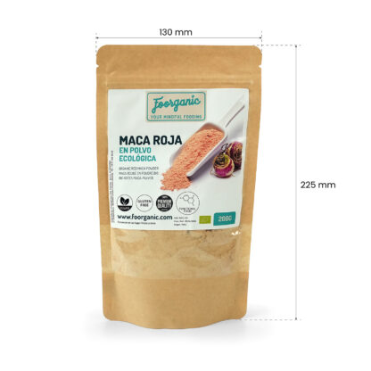 Maca Roja en Polvo Ecológica Foorganic Pack  200g Superalimento Natural Sin Aditivos | Originaria de Perú | Vegano Energía y Equilibrio Hormonal - Imagen 3