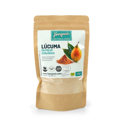 Lúcuma en Polvo Ecológica Foorganic Pack 200g Superalimento Nutritivo Sin Aditivos| Producido en España  Vegano |Energía y Refuerzo Inmunológico