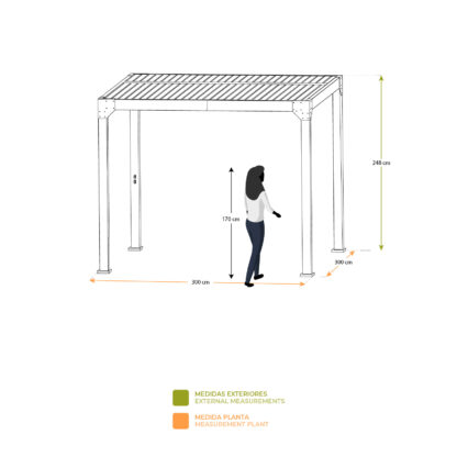 Pérgola Bioclimática Gardiun Somerset 300x300x248 cm - 9m² Cenador Aluminio Blanco | Iluminación LED y Lamas Ajustables - Imagen 4