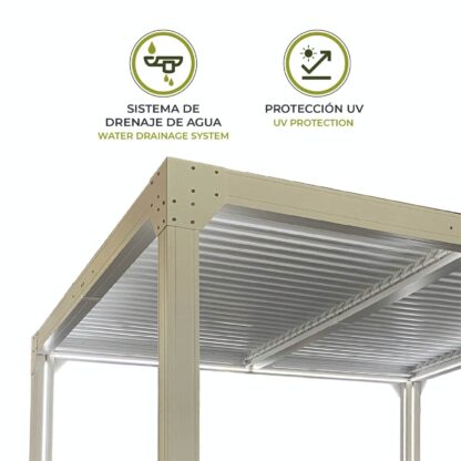 Pérgola Bioclimática Gardiun Somerset 300x300x248 cm - 9m² Cenador Aluminio Blanco | Iluminación LED y Lamas Ajustables - Imagen 5