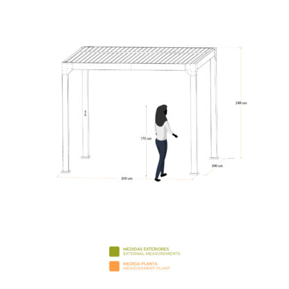 Pérgola Bioclimática Gardiun Somerset 300x300x248 cm - 9m² Cenador Aluminio Antracita | Iluminación LED y Lamas Ajustables - Imagen 4